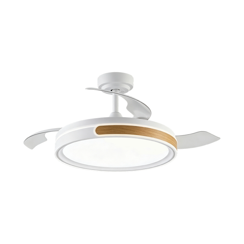 Lampe de ventilateur rétractable à grain de bois rustique