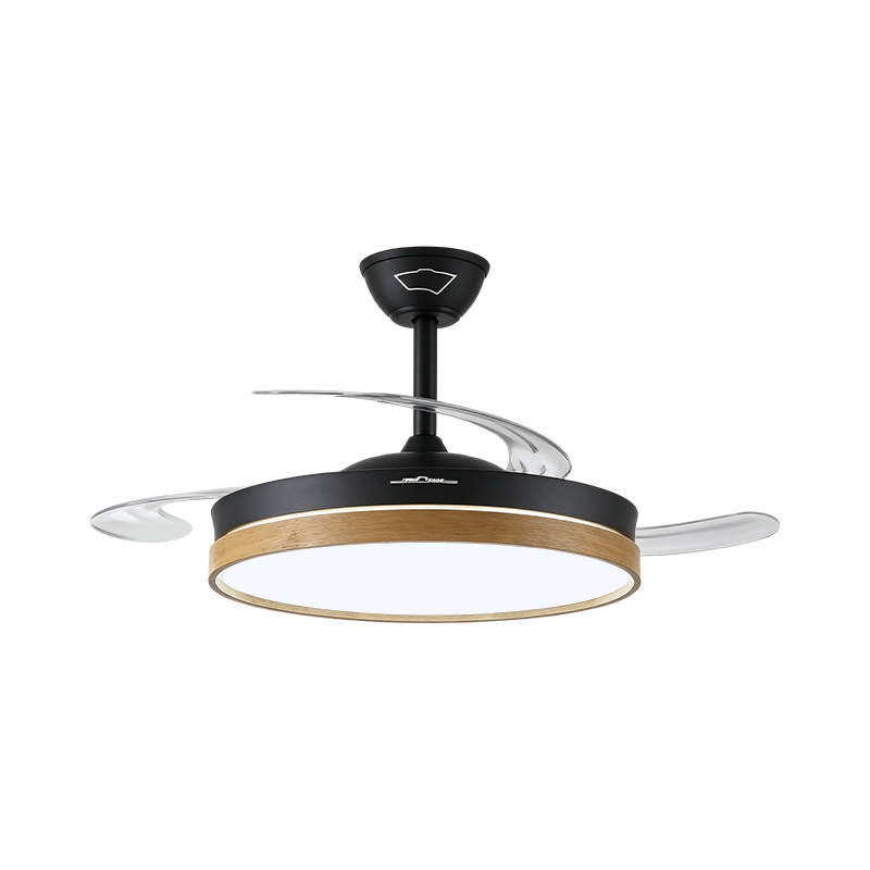 Lampe de ventilateur rétractable à grain de bois rustique