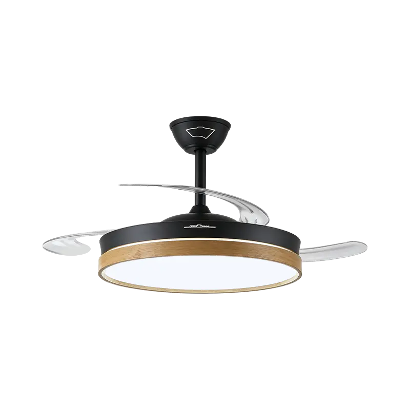 Lampe de ventilateur rétractable à grain de bois rustique