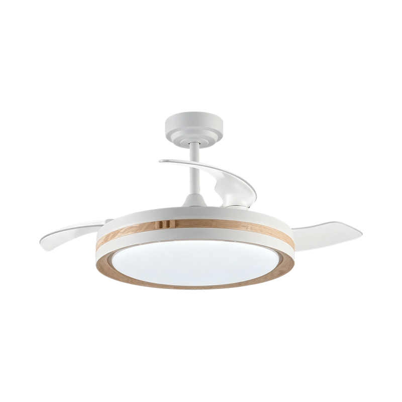 Lampe de ventilateur rétractable à grain de bois rustique