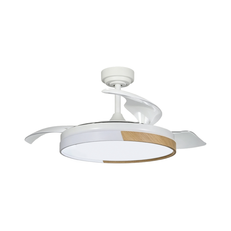 Lampe de ventilateur rétractable à grain de bois rustique