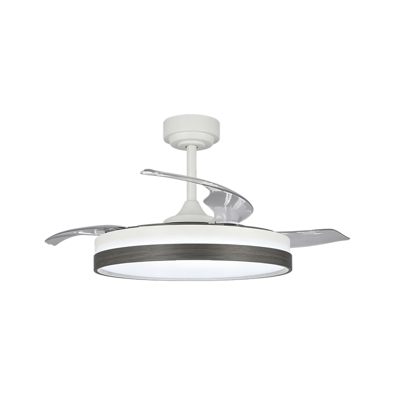 Lampe de ventilateur rétractable à grain de bois rustique