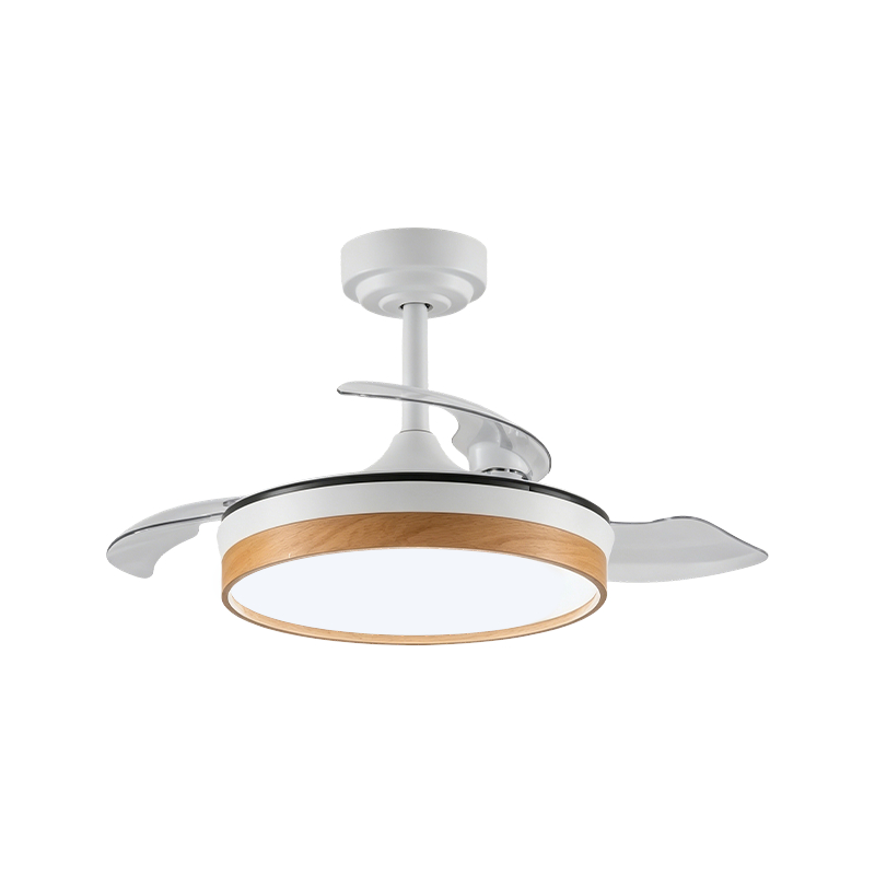Lampe de ventilateur rétractable à grain de bois rustique