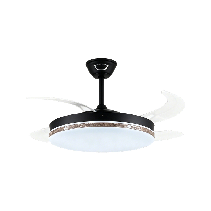 Lampe de ventilateur rétractable à grain de bois rustique