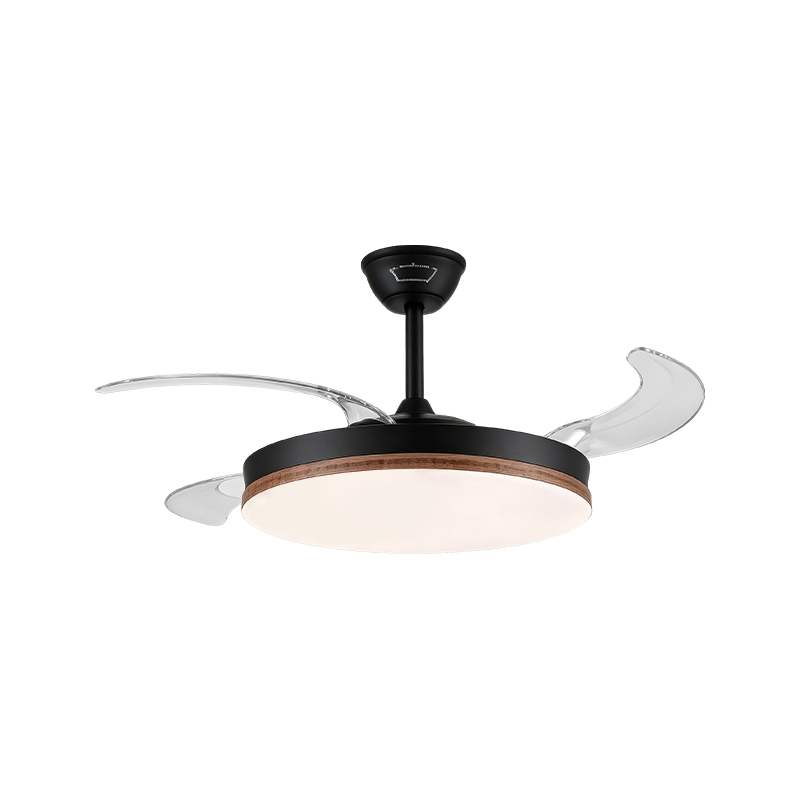 Lampe de ventilateur rétractable à grain de bois rustique