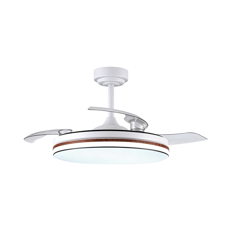 Lampe de ventilateur rétractable à grain de bois rustique
