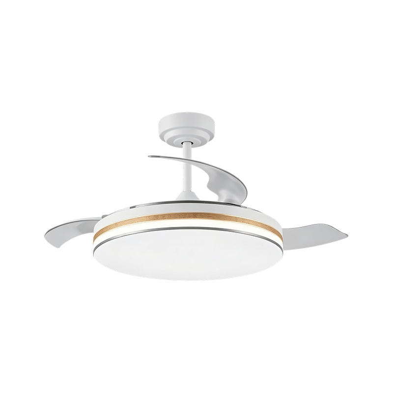 Lampe de ventilateur rétractable à grain de bois rustique