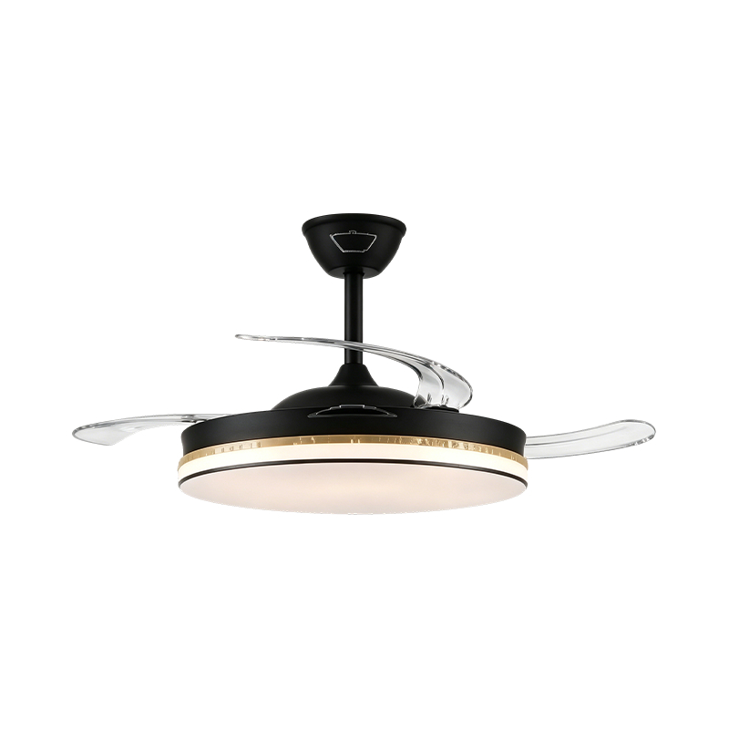 Lampe de ventilateur rétractable à grain de bois rustique