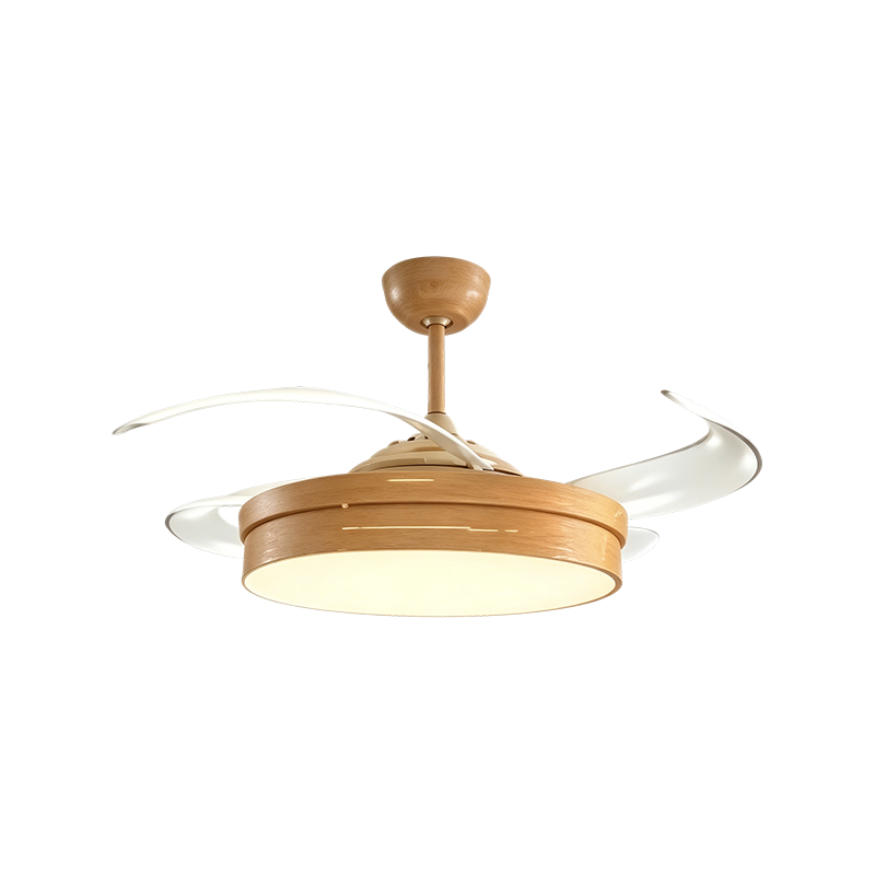Lampe de ventilateur rétractable à grain de bois rustique