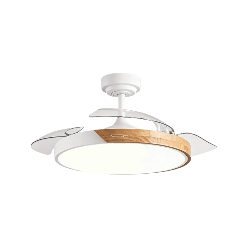 Lampe de ventilateur rétractable à grain de bois rustique
