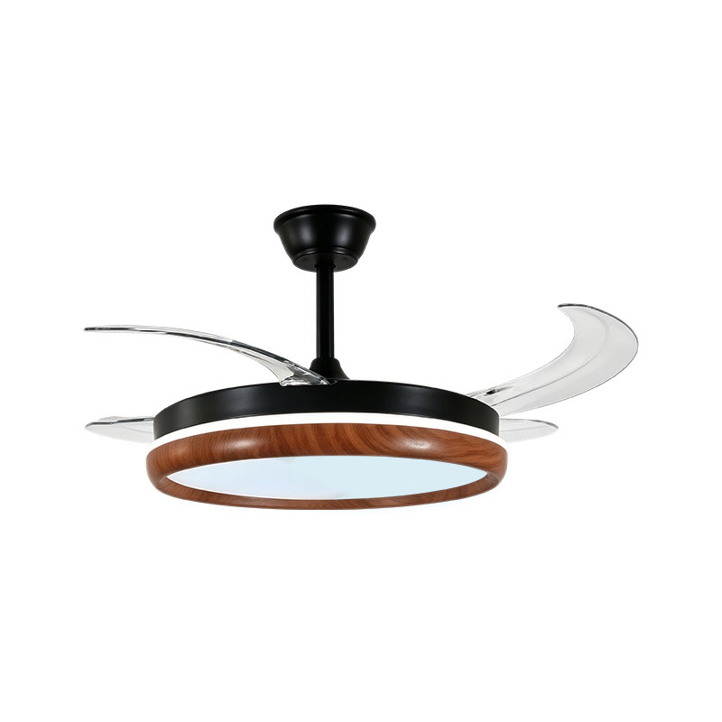 Lampe de ventilateur rétractable à grain de bois rustique
