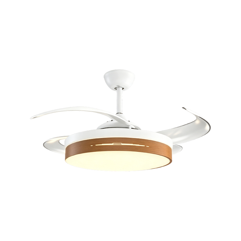 Lampe de ventilateur rétractable à grain de bois rustique