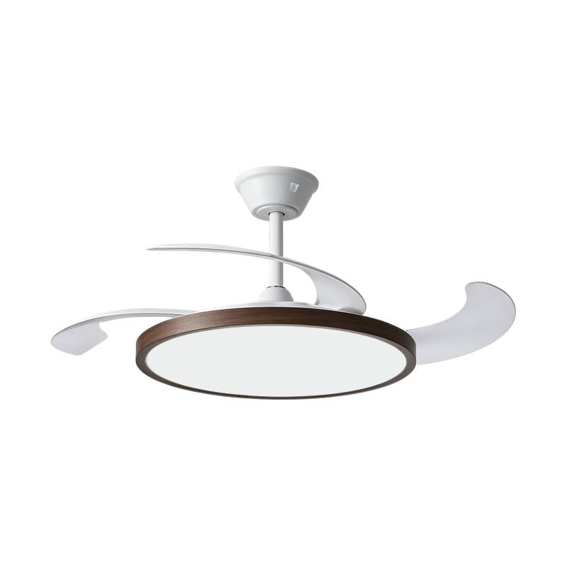 Lampe de ventilateur rétractable à grain de bois rustique