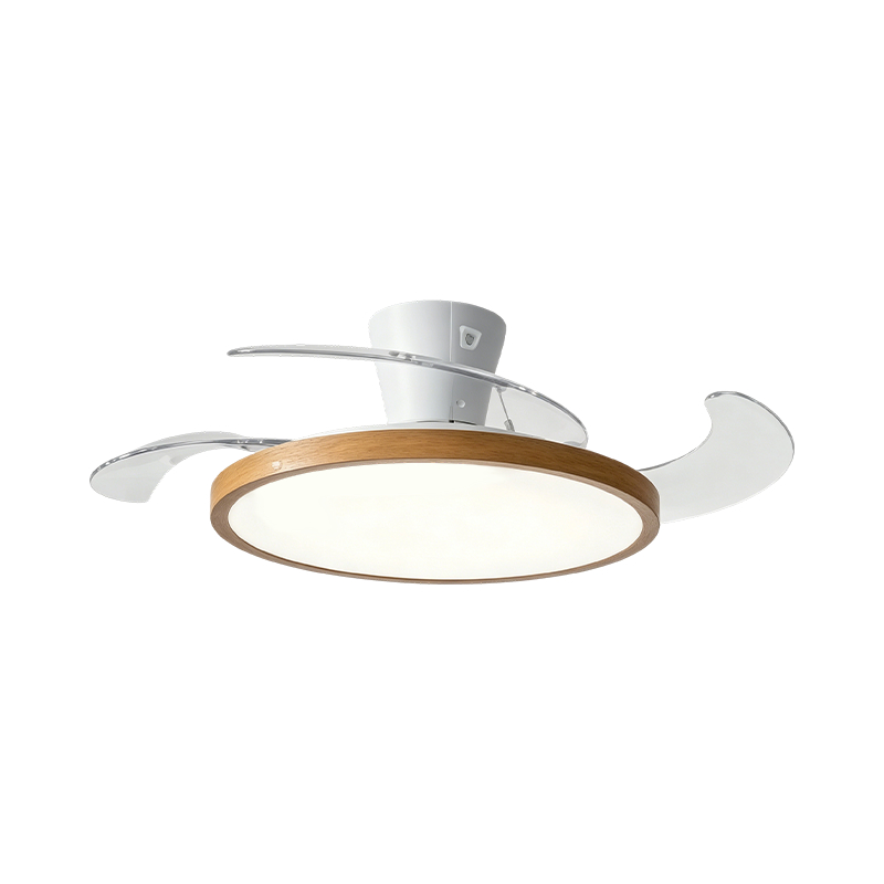 Lampe de ventilateur rétractable à grain de bois rustique