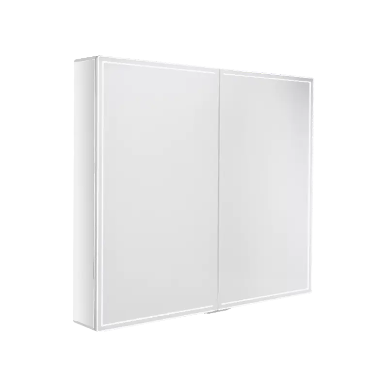 Armoire à miroir rétroéclairée intelligente à double porte avec interrupteur magnétique
