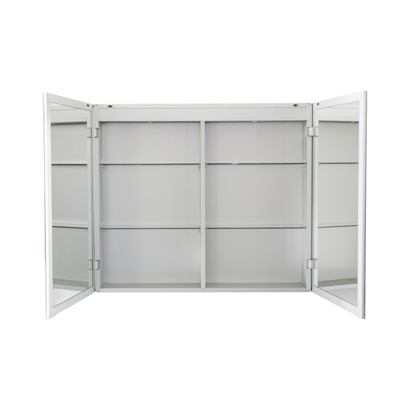 Armoire à miroir rétroéclairée intelligente à double porte avec interrupteur magnétique