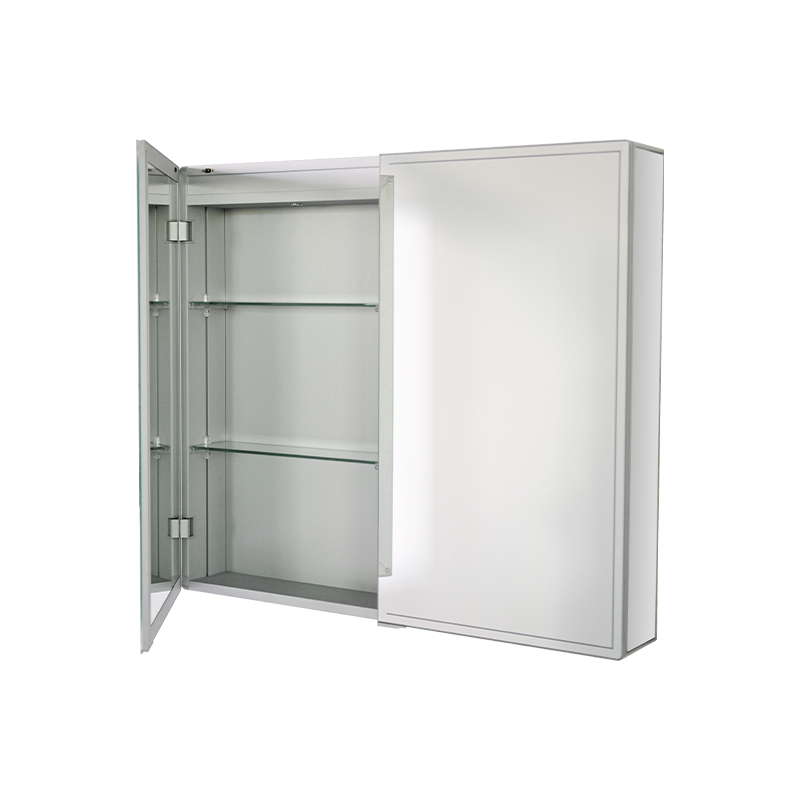 Armoire à miroir étanche à double porte en alliage d'aluminium avec lumières LED Armoire à miroir étanche à double porte en alliage d'aluminium avec lumières LED