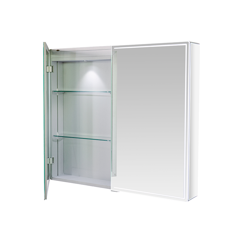 Armoire à miroir étanche à double porte en alliage d'aluminium avec lumières LED Armoire à miroir étanche à double porte en alliage d'aluminium avec lumières LED