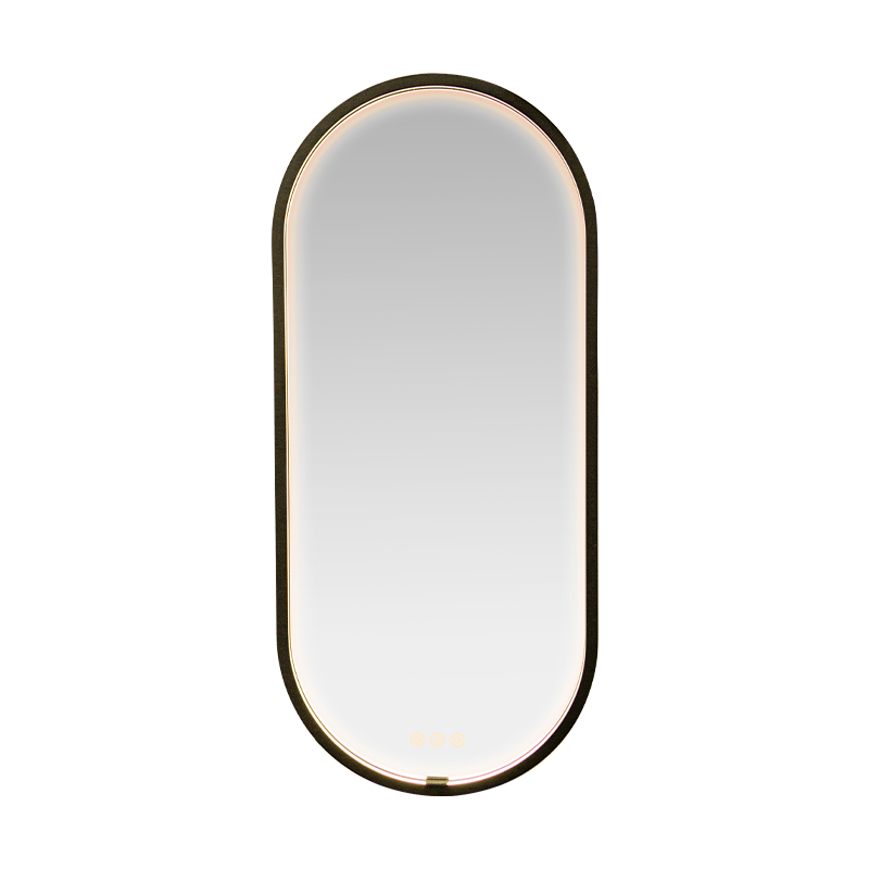 Miroir de salle de bains éclairé givré, désembuage à gradation intelligente LED