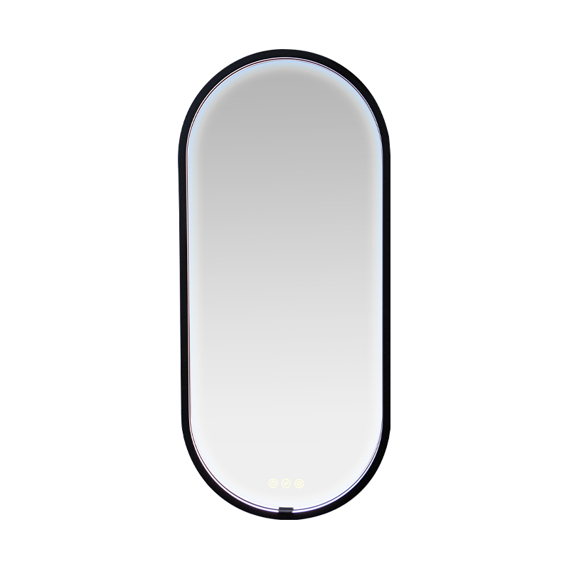 Miroir de salle de bains éclairé givré, désembuage à gradation intelligente LED