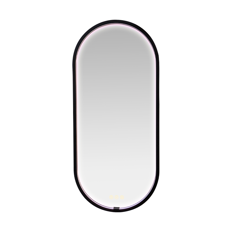 Miroir de salle de bains éclairé givré, désembuage à gradation intelligente LED