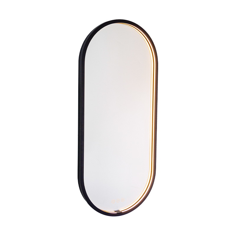 Miroir de salle de bains éclairé givré, désembuage à gradation intelligente LED
